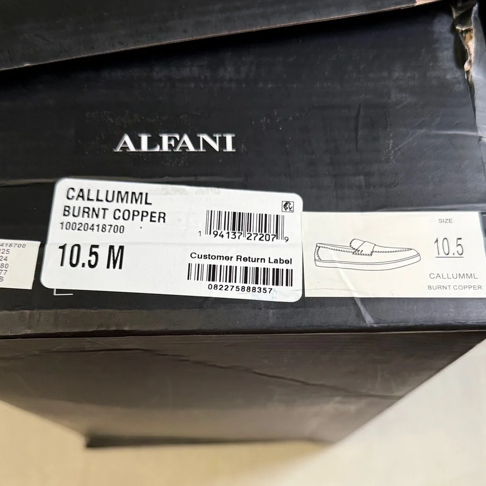 Alfani Men’s Callumm Leather Slip-On Saddle Loafers- Size 10.5 - Burnt Copper